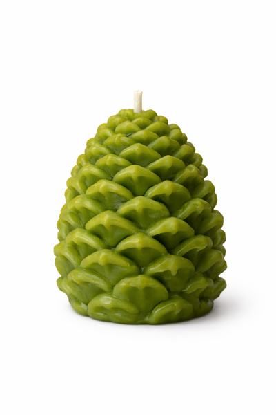 Pine Cone Beeswax Candle &mdash; Handmade Natural Candle, SV-SISKA-GREEN, Green