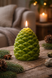 Pine Cone Beeswax Candle &mdash; Handmade Natural Candle, SV-SISKA-GREEN, Green