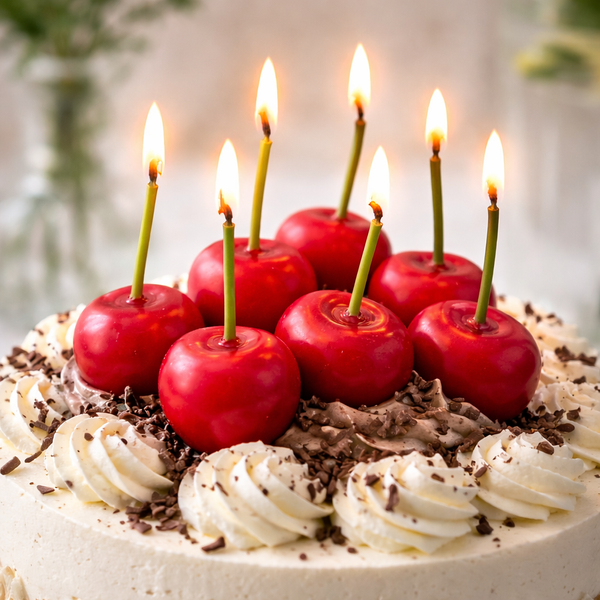 Cake Candle Cherries &ndash; Decorative Beeswax Candle, SV-TRESNE