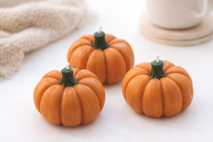 Pumpkin candle made of beeswax &ndash; handmade decorative candle, DS-VV-10