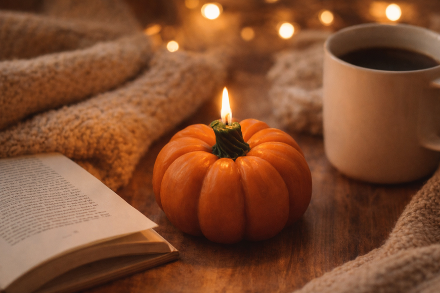 Pumpkin candle made of beeswax &ndash; handmade decorative candle, DS-VV-10