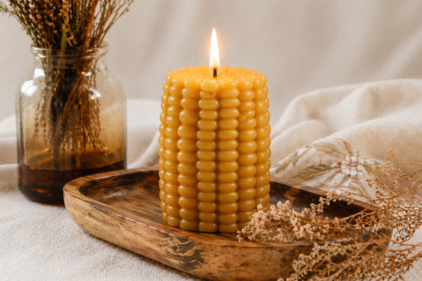 Corn Candle &ndash; Handmade Beeswax Candle