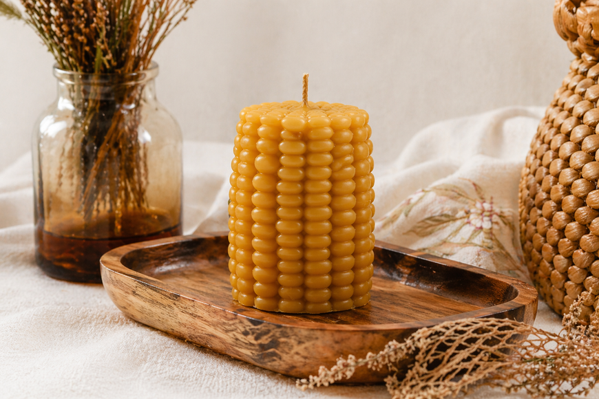 Corn Candle &ndash; Handmade Beeswax Candle